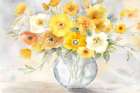 Bright Poppies  Vase yellow gray Art Print