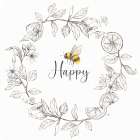 Bee  Sentiment Wreath I-Happy Art Print