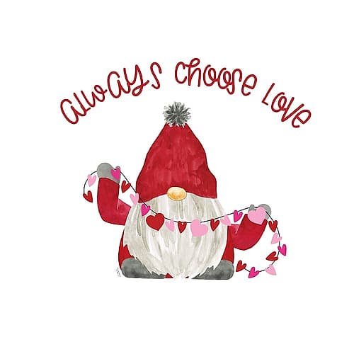 Valentine  Gnomes on white I-Choose Love Art Print