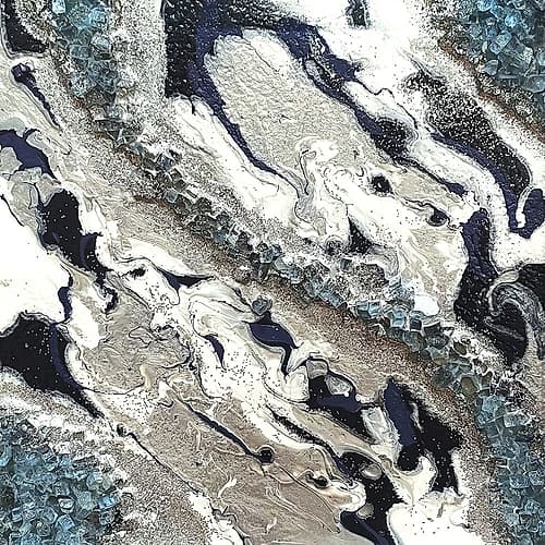 Blue Silver Marble II Art Print by Lee C