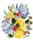 Chalky Blue And Yellow I Art Print