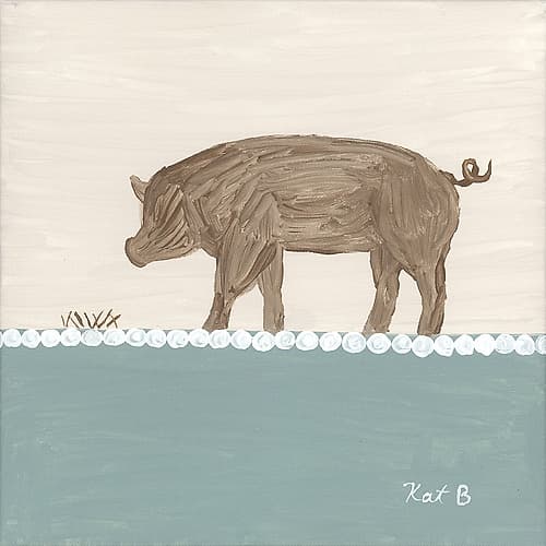 Out  to Pasture III-Brown Pig Art Print