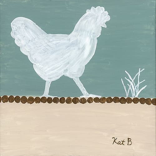 Out  to Pasture IV-White Chicken Art Print