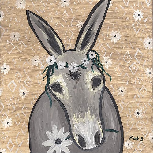 Donkey  with Daisies Art Print