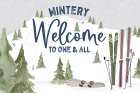 Winter Mountain Getaway landscape II-Wintery Welcome Art Print