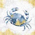 Deep  Blue Sea V White Gold Art Print