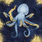 Deep  Blue Sea VI Navy Gold Art Print