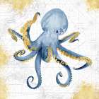 Deep  Blue Sea VI White Gold Art Print