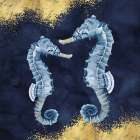 Deep  Blue Sea VIII Navy Gold Art Print