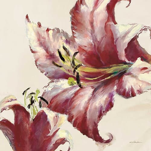 Blooming Lily On Cream Art Print by Brent Heighton
