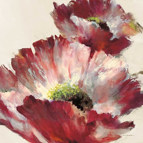 Lush Poppy On Cream Art Print