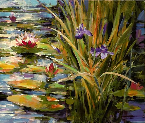Pond Iris Impressionniste reproduction