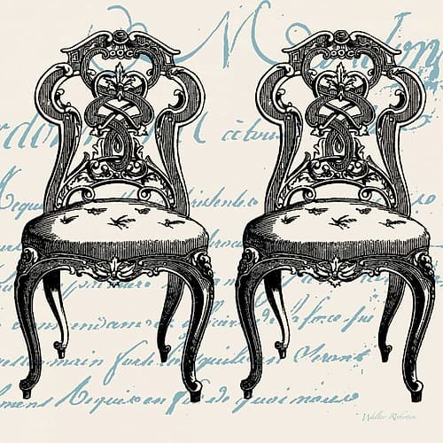 Script Chair Duo Art Print by Walter Robertson