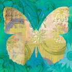 Blue Pop Butterfly Botanical Print