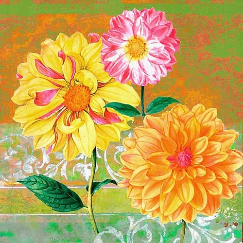 Fancy Flower Trio 1 Art Print by Mary Robertson