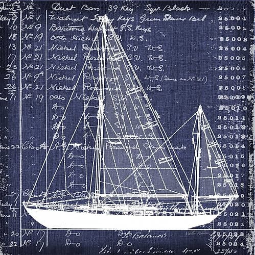 Schooner Blueprint 2 Art Print by Walter Robertson