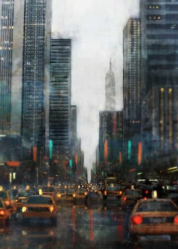 New York After Hours-Square Cityscapes Print