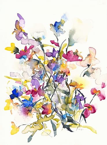 Tangled Pansies Art Print