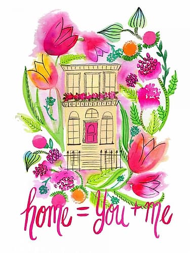 Home = You + Me Art Print by Esther Bley Designs