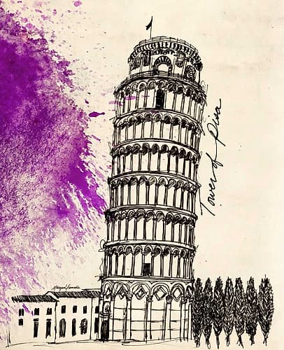 Tower of Pisa in Pen Art Print