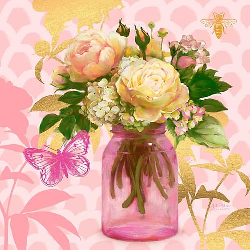 Pink Mason Jar Bouquet Art Print
