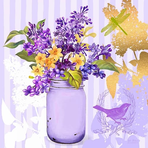 Lilac Mason Jar Bouquet Art Print by Art Atelier Alliance
