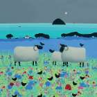 Fleecies in Flowers Art Print