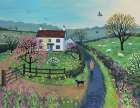 Walking Past April Cottage Art Print