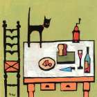 Cat on Table Art Print