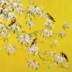 Spring Goldfinches Art Print