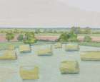 Evening Hay Bales Art Print