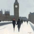 Big Ben, Red Beret and Snow Art Print