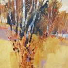 Teasels and Birches Art Print