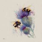Bees on Thistle Art Print