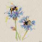 Bees on Cornflowers Art Print