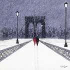Nighttime Stroll Across Brooklyn Bridge - New York Art Print