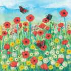 Peacocks and Poppies Art Print