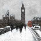 Snow Men, Westminster Bridge Art Print