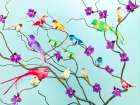 Fake birds on branches Art Print