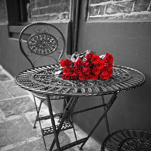 Bunch of roses on a table Art Print