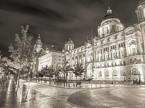 Port of-Building at night, Liverpool Photography Print