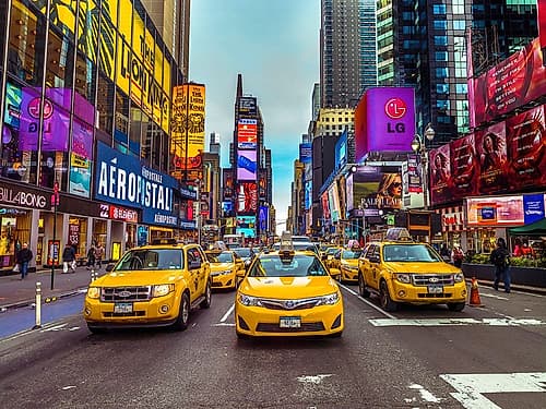 Taxi on broadway, New York Photography Print