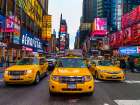 Taxis on broadway, New York Art Print