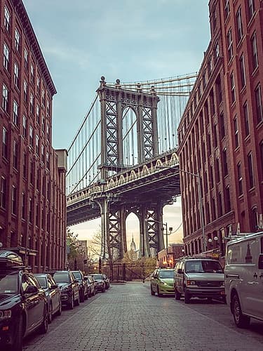 Manhattan Bridge seen from the Dumbo neighborhood in Brooklyn, New York Photography Print