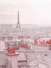 Eiffel Tower seen through the window of an apartment in Montmartre, Paris, France Art Print