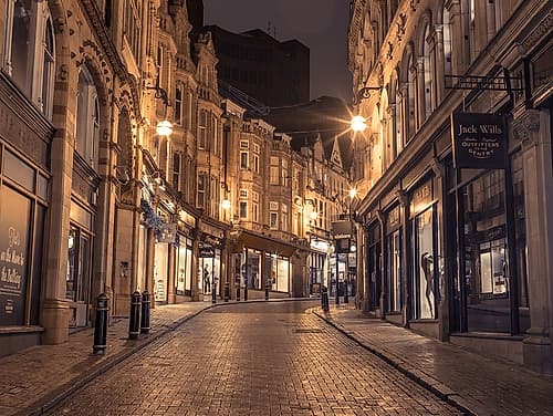 View of Cannon street at night, Birmingham, UK Photography Print