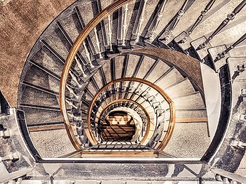 Spiral staircase from above in a building-Birmingham-UK Photography Print