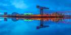 View along the river Clyde at night, Glasgow Art Print