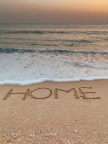 Sand writing - Word Home written on beach Coastal Print