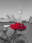 Bicycle with bunch of flowers on Westminster Bridge-London-UK Art Print
